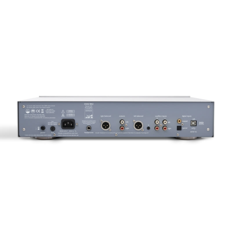 cda2 mk2 cd dac preamplifier atc rear silver